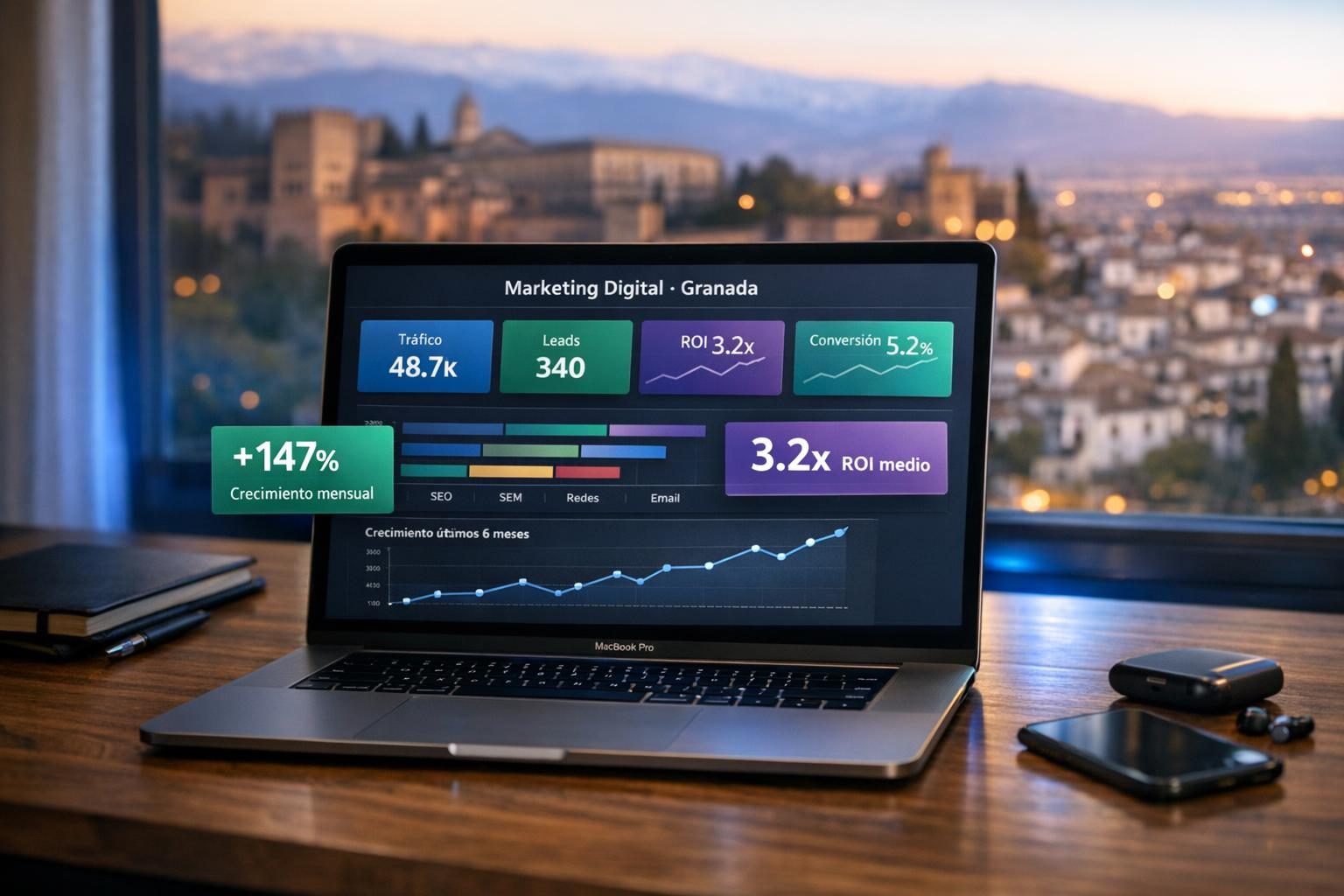 Agencia de marketing digital en Granada — Dashboard multicanal